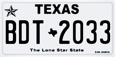 TX license plate BDT2033