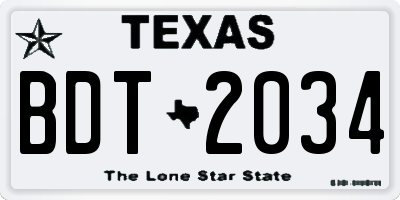TX license plate BDT2034