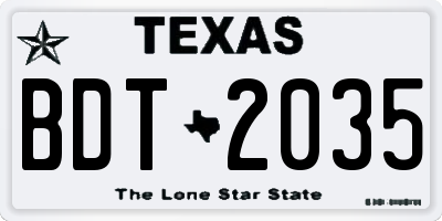 TX license plate BDT2035