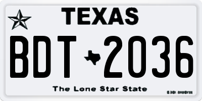 TX license plate BDT2036