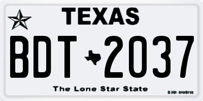 TX license plate BDT2037
