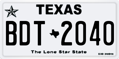 TX license plate BDT2040