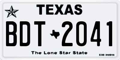 TX license plate BDT2041