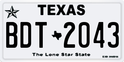 TX license plate BDT2043