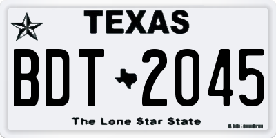 TX license plate BDT2045