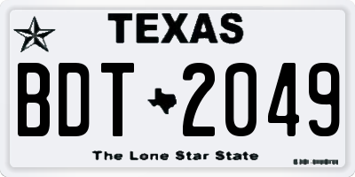 TX license plate BDT2049