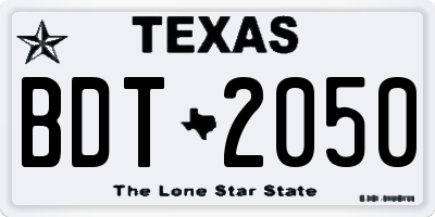 TX license plate BDT2050