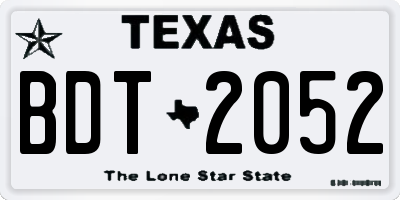 TX license plate BDT2052