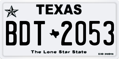 TX license plate BDT2053