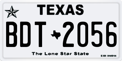 TX license plate BDT2056
