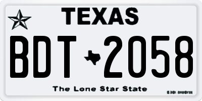 TX license plate BDT2058