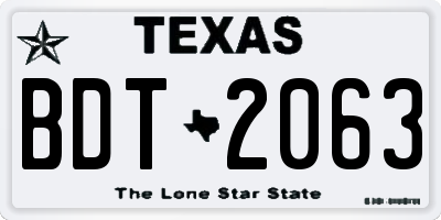 TX license plate BDT2063