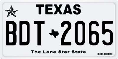 TX license plate BDT2065