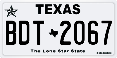 TX license plate BDT2067