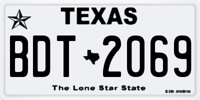 TX license plate BDT2069