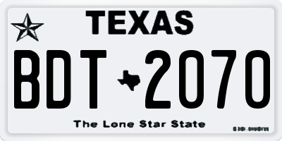 TX license plate BDT2070