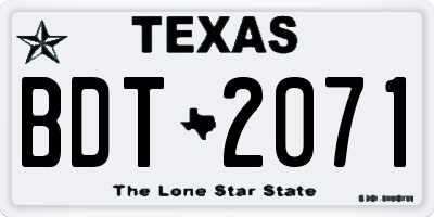 TX license plate BDT2071