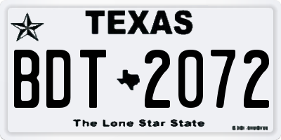 TX license plate BDT2072