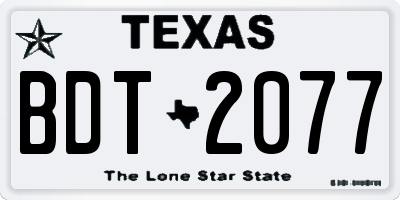 TX license plate BDT2077