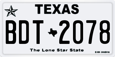 TX license plate BDT2078