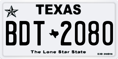 TX license plate BDT2080
