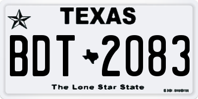 TX license plate BDT2083