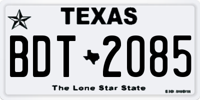 TX license plate BDT2085
