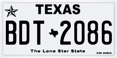 TX license plate BDT2086