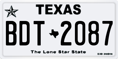 TX license plate BDT2087