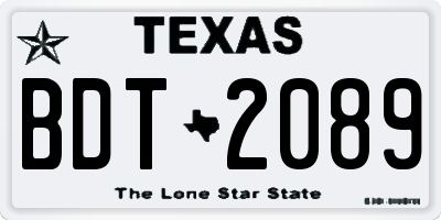 TX license plate BDT2089