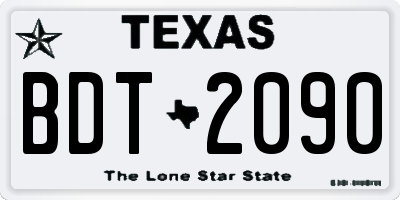 TX license plate BDT2090