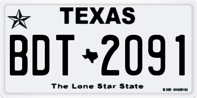 TX license plate BDT2091