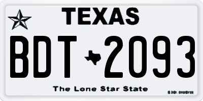 TX license plate BDT2093