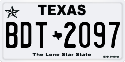 TX license plate BDT2097
