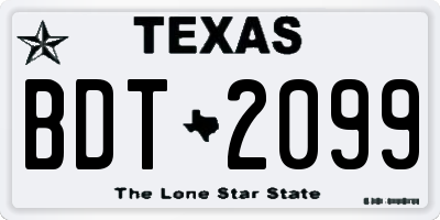TX license plate BDT2099