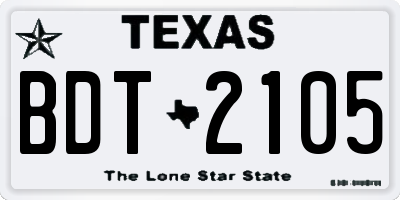TX license plate BDT2105