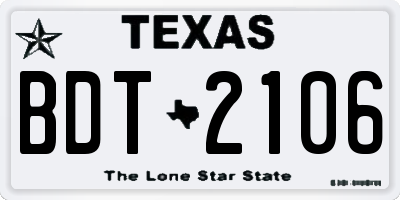 TX license plate BDT2106