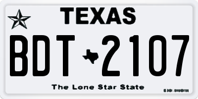 TX license plate BDT2107