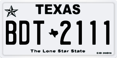 TX license plate BDT2111