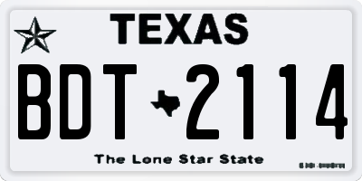 TX license plate BDT2114