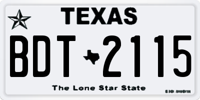 TX license plate BDT2115