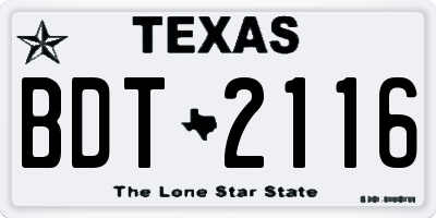 TX license plate BDT2116