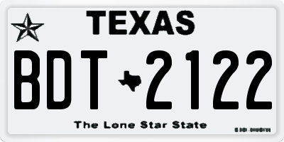 TX license plate BDT2122