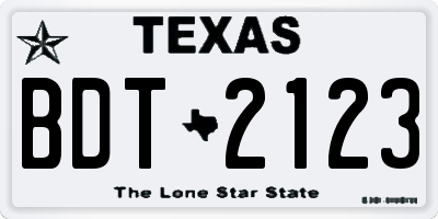 TX license plate BDT2123