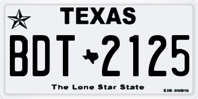 TX license plate BDT2125