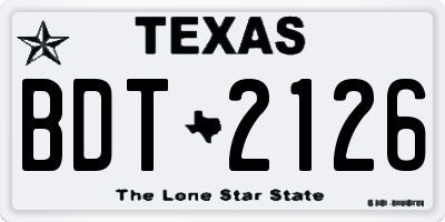 TX license plate BDT2126