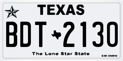 TX license plate BDT2130