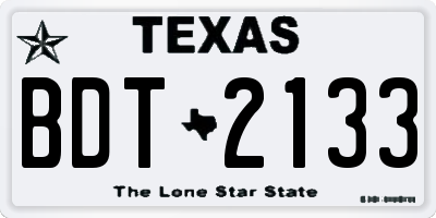 TX license plate BDT2133