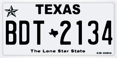 TX license plate BDT2134