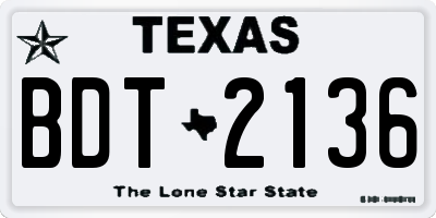 TX license plate BDT2136
